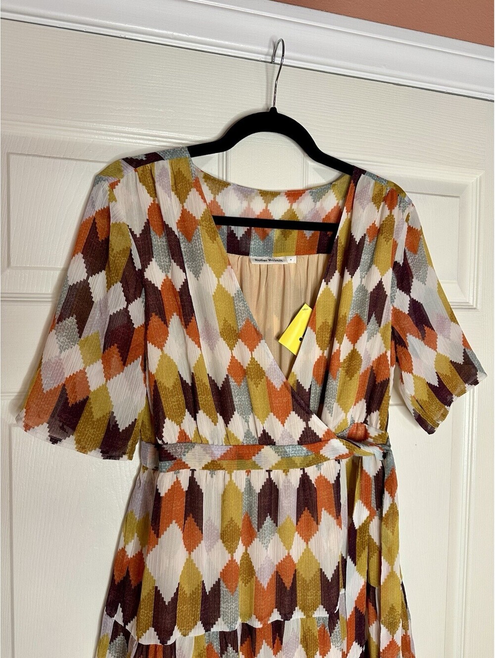 Roller Rabbit Gertrude wrap Dress NWT Medium Anthropologie earth tone Holiday - Picture 3 of 8